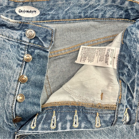 NEW Old Navy Higher High-Waisted Button-Fly Straight Patchwork Non-Stretch Jeans - Picture 5 of 9